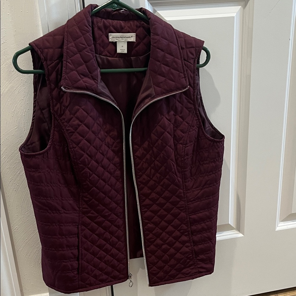 Christopher & Banks  Quilted Plum Sleeveless Vest